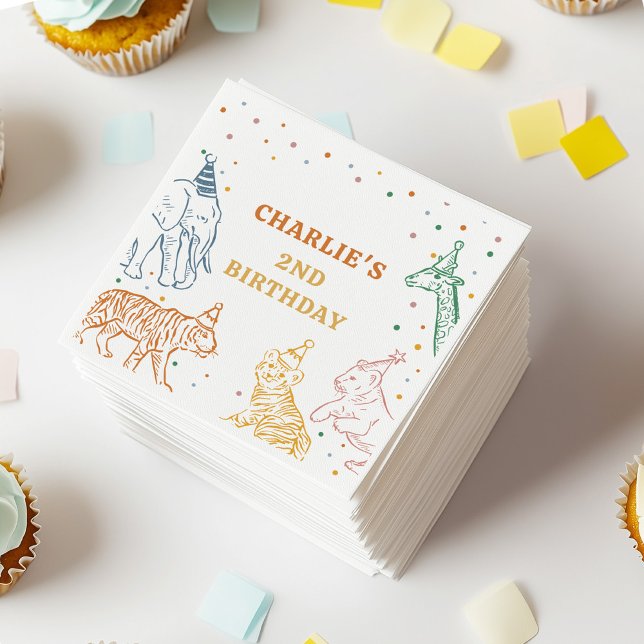 Guardanapo De Papel Safari Animais Selvagens 2º Aniversário (Criador carregado)
