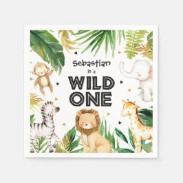 Guardanapo De Papel Safari Animais Selvagens de Um primeiro aniversari