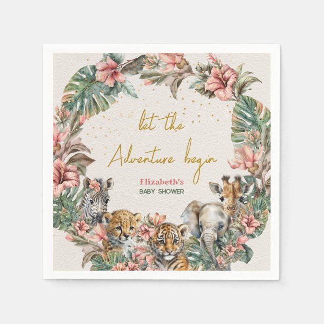 Guardanapo De Papel Safari Animal Adventure inicia Chá (Frente)