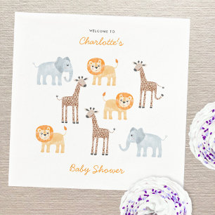 Guardanapo De Papel Safari Animal Aquarela Chá de fraldas Personalizad