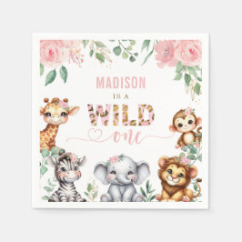 Guardanapo De Papel Safari Animal Blush Floral Rosa Selvagem Rosa Um A