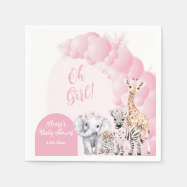 Guardanapo De Papel Safari Animal Blush Pink Boho Baby Chá