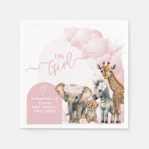 Guardanapo De Papel Safari animal Boho Oh Girl Chá de fraldas Bem-vind