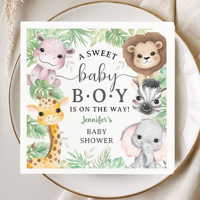Guardanapo De Papel Safari Animals Baby Shower Boy Tropical Jungle (Criador carregado)