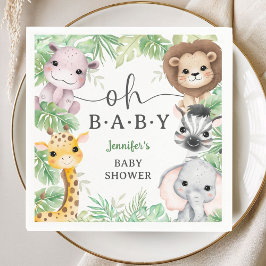 Guardanapo De Papel Safari Animals Baby Shower Oh Baby Tropical Jungle