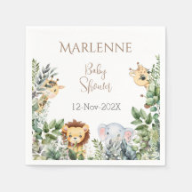 Safari Baby Shower Girl Spanish Napk
