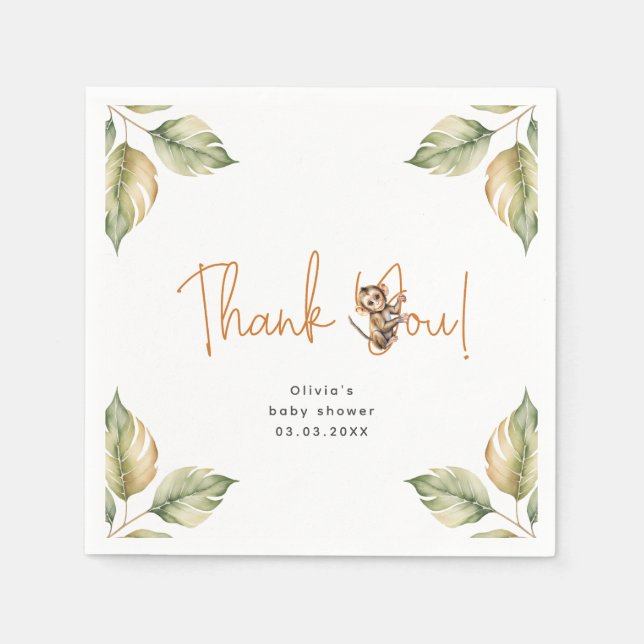 Guardanapo De Papel Safari Chá de fraldas Neutro de Gênero (Frente)