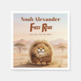 Guardanapo De Papel Safari First Roar Fluffy Leopard Birthday Party