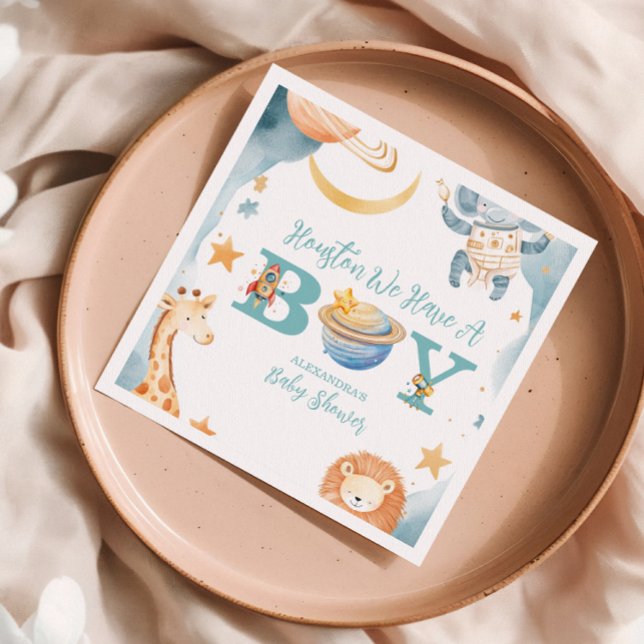 Guardanapo De Papel Safari Houston Temos Um Menino Espaço Exterior (Criador carregado)