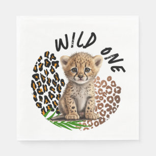 Guardanapo De Papel Safari Leopard Aniversário Selvagem Um Dois Partid