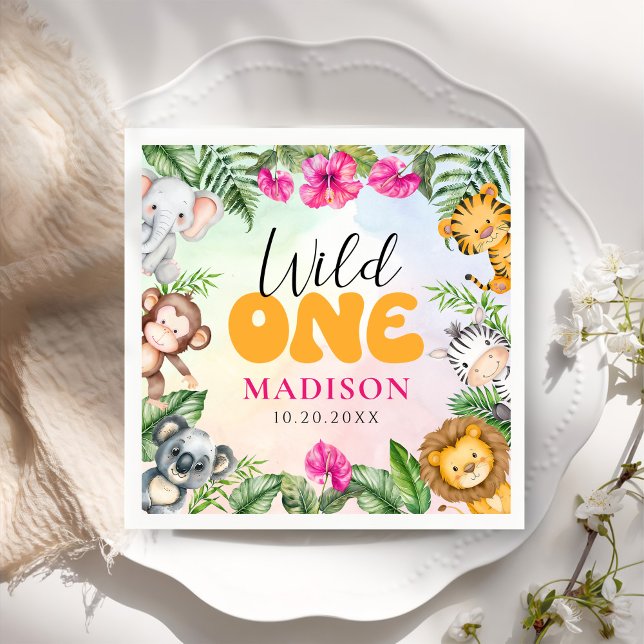 Guardanapo De Papel Safari Wild One 1rua Aniversário (Criador carregado)