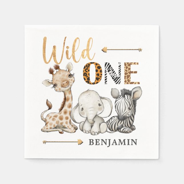 Guardanapo De Papel Safari Wild One Birthday Napkins (Frente)