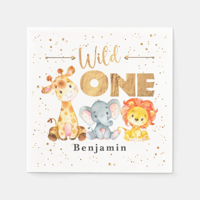 Guardanapo De Papel Safari Wild One Birthday Napkins (Frente)