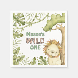 Guardanapo De Papel Safari Wild One Watercolor primeiro aniversario