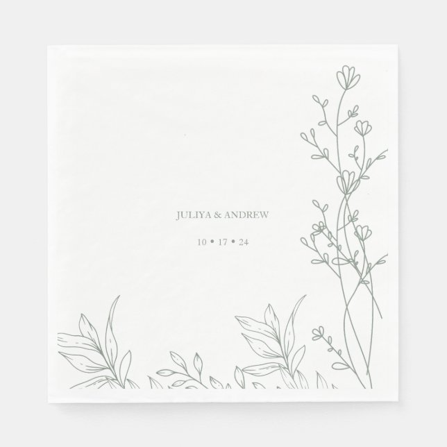 Guardanapo De Papel Saga Green Text Trendy casamento (Frente)