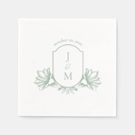 Guardanapo De Papel Sage Botanograma Casamento Casamento Napkins