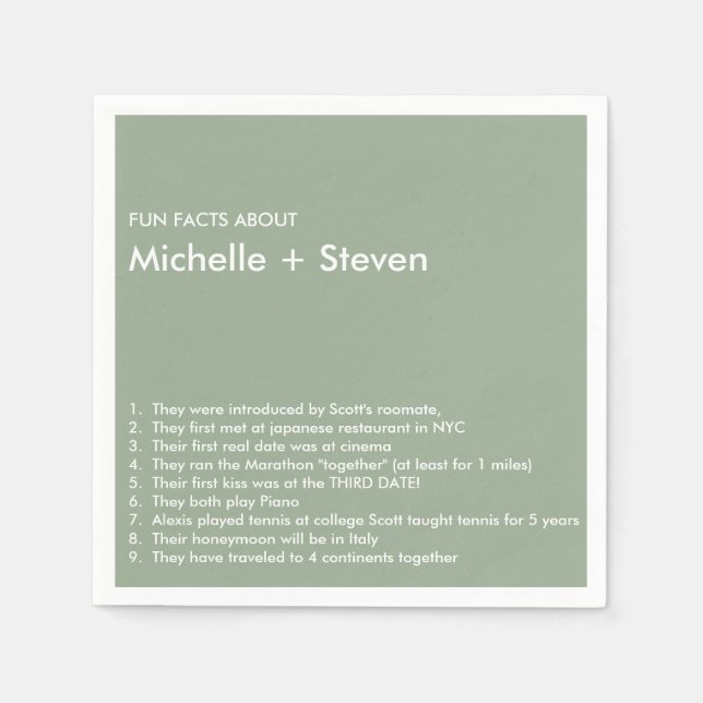 Guardanapo De Papel Sage Chic Mínimo | FUN FACT WEDDING (Frente)