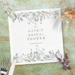 Guardanapo De Papel Sage e Lilac Watercolor Chá de panela Floral<br><div class="desc">Bonito sábio e lilás enquadram seus detalhes de chá de panela definidos em texto elegante clássico. Projetado por Thisnotme©</div>