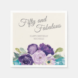 Guardanapo De Papel Sage Floral Azul Roxo Deixa 50 Fabulosos