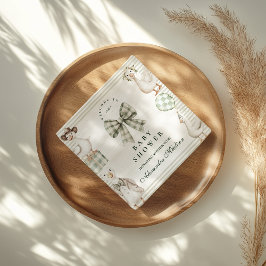 Guardanapo De Papel Sage Gingham Silly Goose Baby Shower