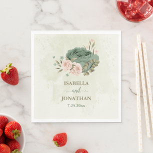 Guardanapo De Papel sage green blusa flores casamento