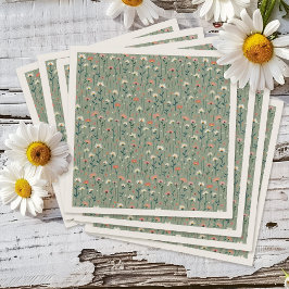 Guardanapo De Papel Sage Green Boho Wildflower Baby in Bloom Chá