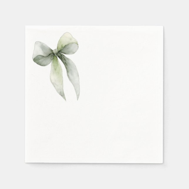 Guardanapo De Papel Sage Green Bow Gingham Baby Shower (Frente)