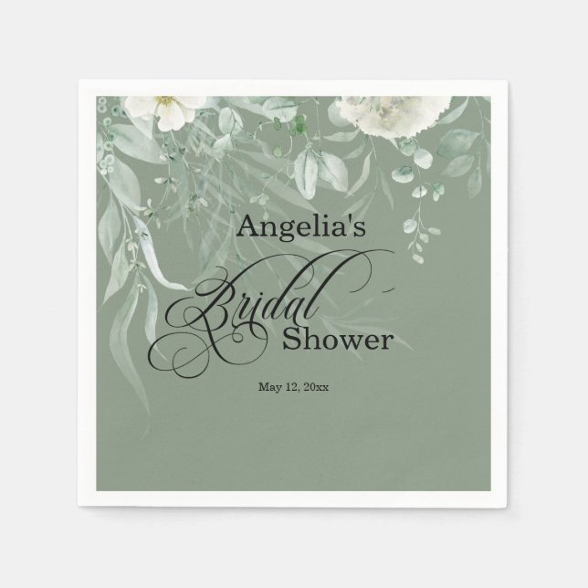 Guardanapo De Papel Sage Green Bridal Shower (Frente)