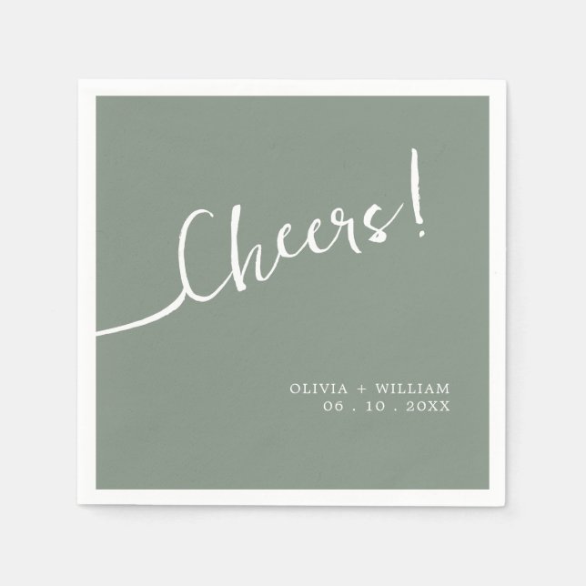 Guardanapo De Papel Sage Green Cheers Casando Napkins Design (Frente)