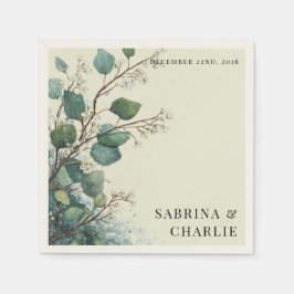 Guardanapo De Papel Sage Green Eucalyptus Elegant Foliage Wedding