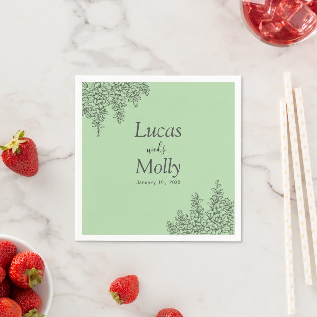 Guardanapo De Papel Sage Green Fern Leaf Wedding (Insitu)