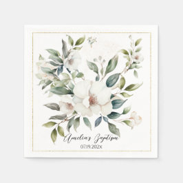 Guardanapo De Papel Sage Green Floral Baptism