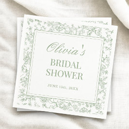 Guardanapo De Papel Sage Green French Vintage Floral Bridal Shower