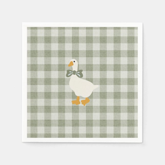 Guardanapo De Papel Sage Green Gingham Buffalo Check Baby Shower Linen (Frente)