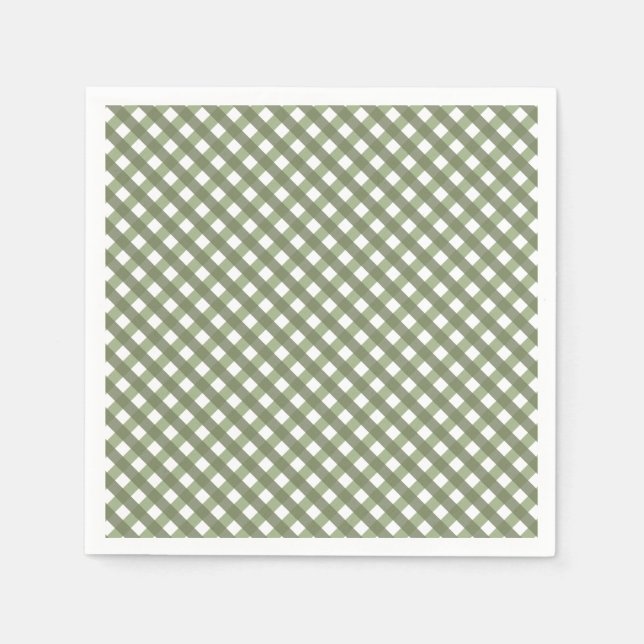 Guardanapo De Papel Sage Green Gingham Patternado (Frente)