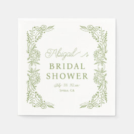Guardanapo De Papel Sage Green Hydrangea Bridal Shower Napkin