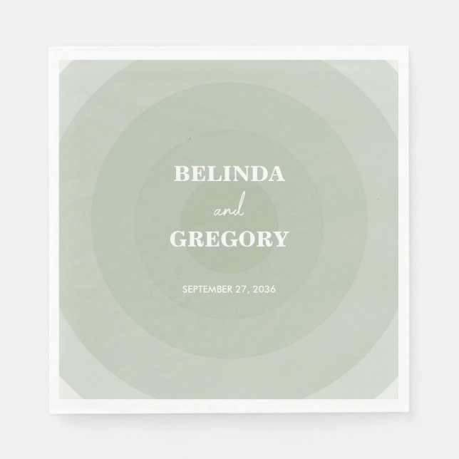 Guardanapo De Papel Sage Green Modern Monogramas Wedding (Frente)