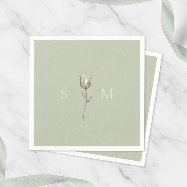 Guardanapo De Papel Sage Green Monogram Wedding (Criador carregado)