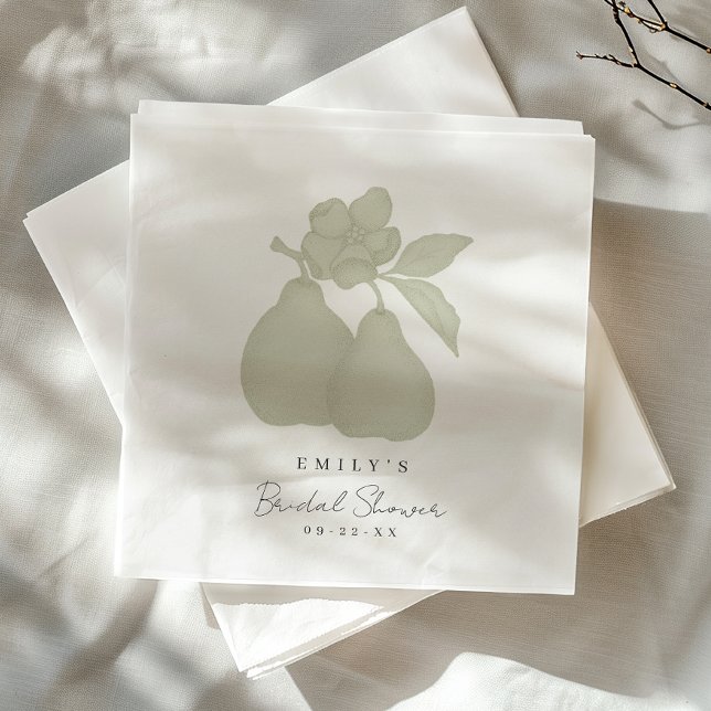 Guardanapo De Papel Sage Green Perfect Pear Chá de panela Napkin (Pear Napkins)