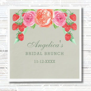 Guardanapo De Papel Sage Green Pink Peony Bridal Brunch