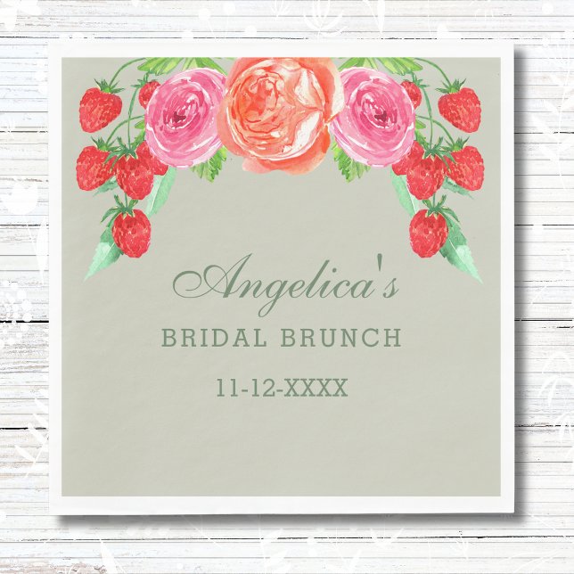 Guardanapo De Papel Sage Green Pink Peony Bridal Brunch (Criador carregado)