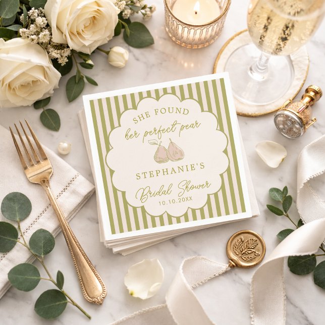 Guardanapo De Papel Sage Green Pink Preppy Perfect Pear Bridal Shower  (Criador carregado)