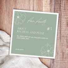 Sage Green Script Floral Facts Weding