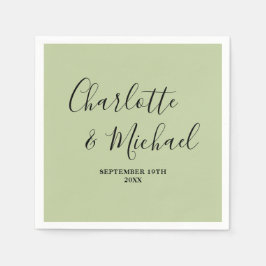 Guardanapo De Papel Sage Green Script Minimalist Wedding