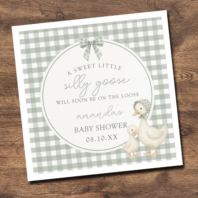 Guardanapo De Papel Sage Green Silly Goose Storybook Baby Shower (Criador carregado)
