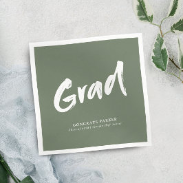 Guardanapo De Papel Sage Green Simple Modern Brusn Script Formando Par