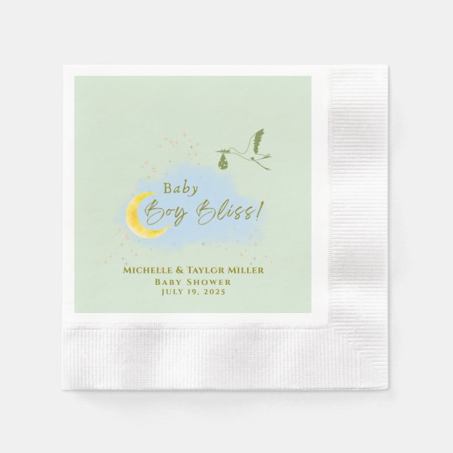 Guardanapo De Papel Sage Green Starlit Baby Boy Entrega Especial (Frente)