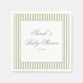 Guardanapo De Papel Sage Green Stripes Baby Shower