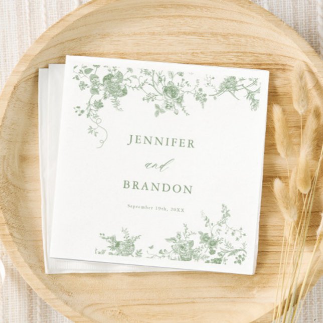 Guardanapo De Papel Sage Green Toile Classic Wedings (Criador carregado)