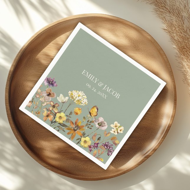 Guardanapo De Papel Sage Green Wildflower Boho Wedkins (Criador carregado)